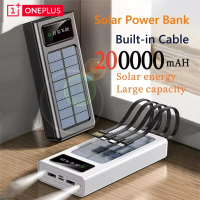 OnePlus Solar Power Bank 200000mAh Large Capacity Mobile Power Fast Charging Battery With Dual USB 4 Cables For iPhone Xiaomi
