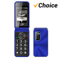 Dual SIM Big Push Button Flip Phone 2.4" Screen MP3 LED Torch Wireless FM Clamshell Cellphone with Show Folder