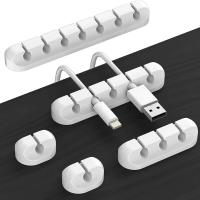 5pcs Cable Cord Wire Organizer Silicone USB Cable Winder Management Clips Self Adhesive for Mouse Keyboard Headset For iPhone