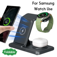 3 in 1 Wireless Charger Stand For Samsung S25 S24 S23 S22 Buds3/2 Pro Galaxy Watch 8 7 6 5 4 3 2 Foldable Fast Charging Station