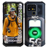AGM G3 Rugged Phone 5G, Dimensity 7300, 10000mAh, IP68 Waterproof, Wireless Charging, Camping Light, 24（12+12）GB+512GB）