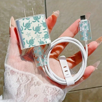 Transparent Turtle Print Case For Apple 18/20w Charger Protective is Applicable To iPhone 15/14 Data Head Bite Protector Shell