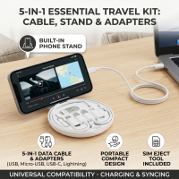 Portable Multi Function Cable Organizer Box for 60W Fast Charging Apple Android USB 5 in 1