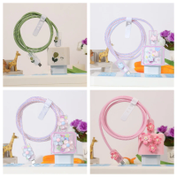 Flower Silicon Charger Case For iPhone 15 14 13 Pro Max 18 20w EU Charger Protective Cover Charger Head Sleeve Cable Protector