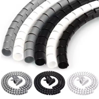 2m Flexible Spiral Cable Wire Protector Cable Organizer Computer Cord Protective Tube Clip Organizer Management Tools 16/10mm