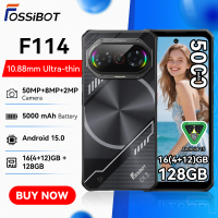 Fossibot [F114] 4G Smartphone 16GB(4+12) RAM 128GB ROM 5000mAh 18W Android 15 Unisoc T615 Ultra-thin Rugged Phone 4G 50MP