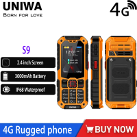 UNIWA S9 4G Feature Phone 2.4 IP68 Waterproof SOS Button Big Loudspeaker LED Light 3000mAh Rugged Cost-effective Mobile Phones