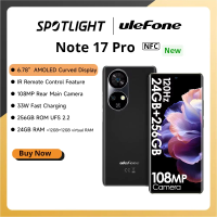 Ulefone Note 17 Pro 6.78" 120HZ AMOLED Curved Display 24GB+256GB MTK Helio G99108MP Camera 5050mAh Global Versi