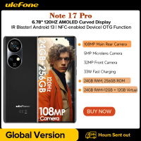 Ulefone Note 17 Pro Smartphone 6.78" 120HZ AMOLED Curved Display 24GB+256GB 108MP Camera Android 13 5050mAh Global
