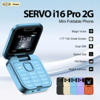 SERVO i16 PRO Mini Flip Mobile Phone Dual SIM Speed Dial Blacklist Magic Voice FM Radio 2G GSM 1.77" Small Foldable Cell Phones