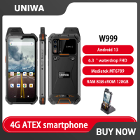 UNIWA W999 ATEX Explosion Rugged Smartphone Waterproof Walkie Talkie Helio G99 8GB+128GB 6.3 FHD 4400mAh Andriod 13 Cell Phone