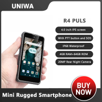 R4 PLUS 4G Rugged Smartphone 4.0 Inch Display PTT Small Phone 4GB RAM +64GB ROM 20MP Night Vision 3000mAh SOS Android 14 NFC