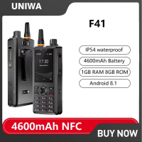 UNIWA F41 Android 8.1 Rugged Phone POC Walkie Talkie Zello 2.4" Touch Screen 4600mAh 4G Global Network Waterproof Smartphone NFC