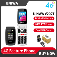 UNIWA V202T 4G VoLTE Phone Double Screen Dual SIM Cards 1450mAh SOS Button Flip Phones Support Russian keyboard Multi-language