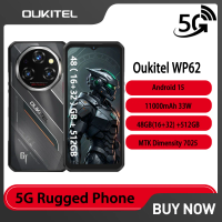 Oukitel WP62 5G Rugged Smartphone 48GB(16+32) +512GB 6.6" FHD+ 108MP Dimensity 7025 11000mAh 33W Type-C Android 15 NFC Cellphone
