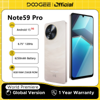 DOOGEE Note59 Pro 5G Smartphone 6.75" HD+ Android 15 Mobile Phone 8GB RAM 256GB ROM 6250mAh Battery NFC Global Version Cellphon