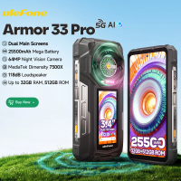 【World Premiere】Ulefone Armor 33 Pro 5G Rugged Phone 25500 mAh 512GB ROM 120Hz 6.593.4" Rear Screen NFC Android Smartphone