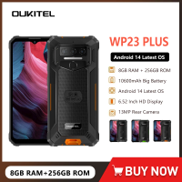 Oukitel WP23 Plus 4G Rugged Smartphone Android 14 6.52" 8GB+256GB Unisoc T606 Octa-core Mobile Phone 10600mAh Battery 13MP NFC