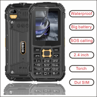 EAOR 2G Rugged SOS Phone IP68 Waterproof Keypad Phone Dual SIM 2000mAh Big Battery GSM Feature Phone side key Torch