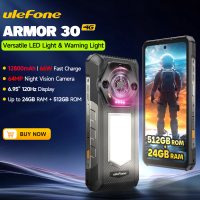 Ulefone Armor 30 Pro Rugged Phone Android 15 Smartphone 24GB+512GB 12800mAh 64MP Night Vision Dual Screen NFC Loud Speaker