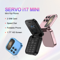 2025 NEW SERVO i17 Mini Dual SIM Small Flip Mobile Phone 2G GSM Speed Dial Magic Voice 1.77-inch Compact Foldable Celular Phones