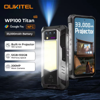 Oukitel WP100 Titan Rugged Phone 33000mAh 66W Charger 200MP Camera Built-in Projector Camping Light CellPhone, 36GB(12+24)+512GB