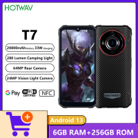 HOTWAV T7 Rugged Phone 4GB RAM+128GB ROM 6.52" HD+ Display 21MP Rear Camera 6280mAh MTK MT8788 4G Android 13 Smartphone