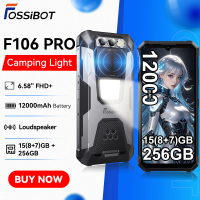 FOSSiBOT F106 Pro Rugged Smartphone 8GB RAM 256GB ROM 12000mAh 6.58 Display Android 14 Loud Speaker Camping Light Cellphone