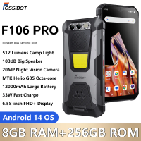 FOSSiBOT F106 PRO MTK G85,Android 14,15GB(8+7GB Extended) 256GB ROM Rugged Smartphone,12000mAh Battery 48MP Camera,NFC