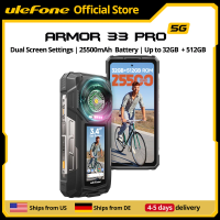 【Ships from US】Ulefone Armor 33 Pro 5G Rugged Phone 25500 mAh 512GB ROM 120Hz Dual Screen NFC Android Smartphone MTK