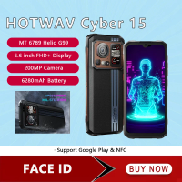 HOTWAV Cyber 15 Rugged Smartphone Android Ultra-thn Phone 200MP Camera PixSmart G99 6.6'' FHD 120Hz 12GB 256GB 4G Smartphone NFC