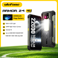 Ulefone Armor 24 Rugged Smartphone 22000mAh Android 15 LED Camping Light 64MP Night Vision 24GB+256GB 6.78" 120Hz 4G Global