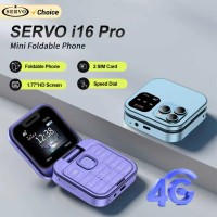 NEW SERVO i16 Pro Small Flip Mobile Phone 4G Network Dual SIM Standby Call Recording Speed Dial FM 1.77" Mini Folding Cellphones