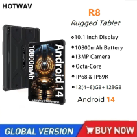 HOTWAV R8 Rugged Tablets Android 14 10.1'' HD+10800mAh Battery IPad 5MP+13MP Camera 12(4+8)GB+128GB Charging OTG Reverse Tablet