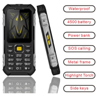EAOR 2G IP68 Waterproof Feature Keypad 4500mAh Power Bank Volume side key High brightnessTorch SOS One Click Dialing Phone