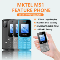 MKTEL M51 Feature Phone 1.77" Display Large Keypad 1800mAh Big Battery Bluetooth Music Flashlight 0.08MP Camera