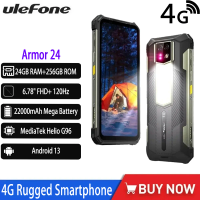 NEW Ulefone Armor 24 4G Rugged Smartphone 6.78 22000mAh 24GB+256GB IP68/IP69K Android 13 120Hz 64MP NFC Phone Global Version