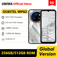 Oukitel WP62 5G Rugged Phone MTK 7025 6.6" FHD+ 256GB/512GB ROM Mobile Phone 11000mAh Battery 108MP NFC Smartphone Android 15