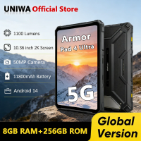 Ulefone Armor Pad 4 Ultra 5G Rugged Tablet Android IP68/IP69K Smart Pad 11800mAh Battery 8GB+256GB 10.36 LED Light Tablets PC