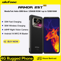 Ulefone Armor 25T 4G Rugged Phone 33W 50MP+64MP NFC Waterproof Smartphone Android 14 ROM 256GB Mobile Phone Global
