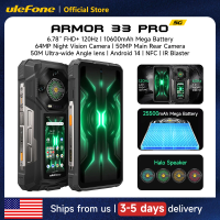 Ulefone Armor 33 Pro 5G Rugged Phone 25500 mAh 512GB ROM 120Hz 6.593.4" Rear Screen NFC Android Smartphone