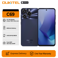 OUKITEL C69 Smartphone 6000mAh, 7.2 HD+ Large Screen 24GB(8+16)+256GB, 64MP Main Camera NFC Cellphone Android 15,120Hz,Dual 4G