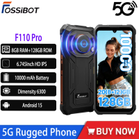 2025 NEW Fossibot F110 Pro 5G Rugged Phone Dimensity 6300 5G 8GB+128GB 50MP+8MP Camera 6.75 Screen 10000mAh Battery Android 15