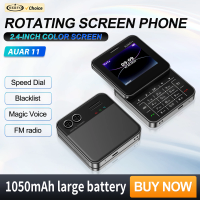 SERVO AUAR11 Rotating Mobile Phone 2 SIM Stadby Torch Speed Dial Magic Voice FM Radio 2G GSM 2.4" Slide Screen Small Cellphones