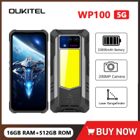 Oukitel WP100 Rugged Phone 33000mAh Battery Built-in Laser Rangefinder 6.8 Inch 16GB RAM+512GB ROM Mobile Phone 200MP Camera NFC