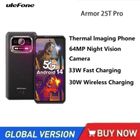Ulefone Armor 25T Pro 5G Thermal Imaging Rugged Phone 33W 50MP+64MP Mobile Phone NFC Waterproof Smartphone Android 14 Cellphone