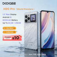 World Premiere DOOGEE M30 Pro Smartphone 1.3'' Rear Display 8000mAh 6.88'' Screen 64GB RAM(8GB+56GB) 256GB ROM Android 16 NFC
