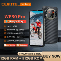 OUKITEL WP30 Pro Rugged Phone 24GB(12+12) + 512GB, Dual Display Telephone Portable 6.78" FHD+108MP Camera 11000mAh Smartphone 5G