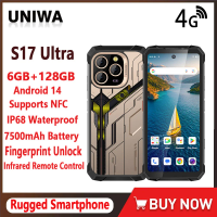 UNIWA S17 Ultra 4G Rugged Phone Smartphone 6GB+128GB 6.79" 7500mAh Infrared Night Vision Camera Fingerprint Unlock NFC Android14