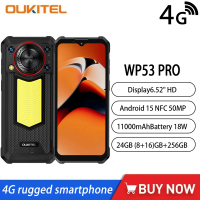NEW OUKITEL WP53 PRO 4G Rugged Smartphone 6.52" 24GB+256GB 11000mAh 18W Android 15 NFC 50MP 128dB Speaker 36mm Cell Mobile Phone